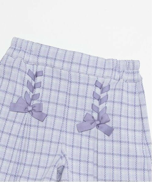 mezzo piano / メゾピアノ ショート・ハーフ・半端丈パンツ | レースアップ　カットジャガードチェック　キュロットスカート | 詳細2