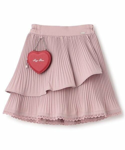 mezzo piano / メゾピアノ ミニ・ひざ丈スカート | ハートポーチつき アコーディオン2段プリーツスカート | 詳細1
