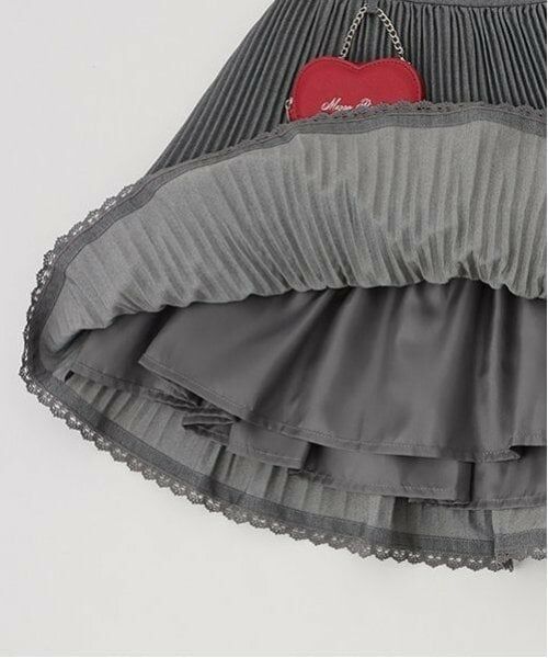 mezzo piano / メゾピアノ ミニ・ひざ丈スカート | ハートポーチつき アコーディオン2段プリーツスカート | 詳細8