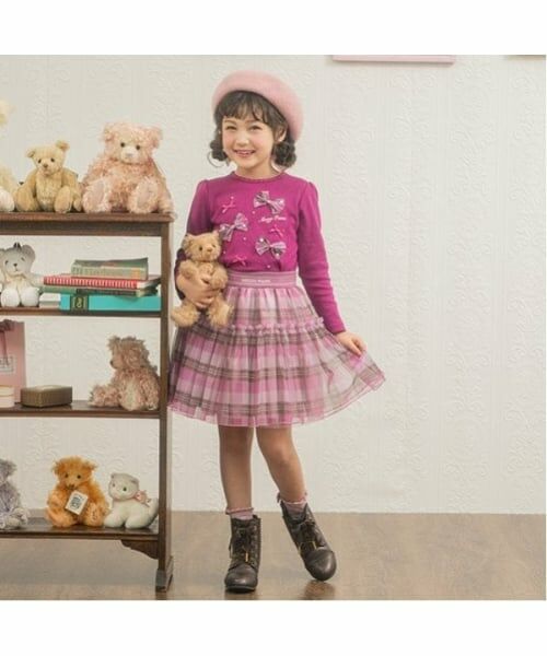 mezzo piano / メゾピアノ Tシャツ | チェックリボンいっぱい　長袖Tシャツ | 詳細11