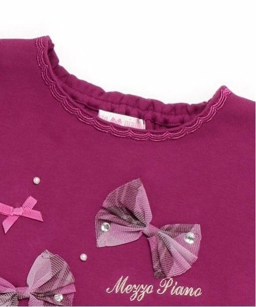mezzo piano / メゾピアノ Tシャツ | チェックリボンいっぱい　長袖Tシャツ | 詳細3