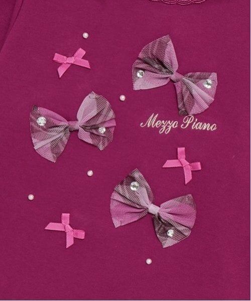 mezzo piano / メゾピアノ Tシャツ | チェックリボンいっぱい　長袖Tシャツ | 詳細4