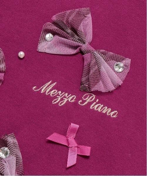 mezzo piano / メゾピアノ Tシャツ | チェックリボンいっぱい　長袖Tシャツ | 詳細5