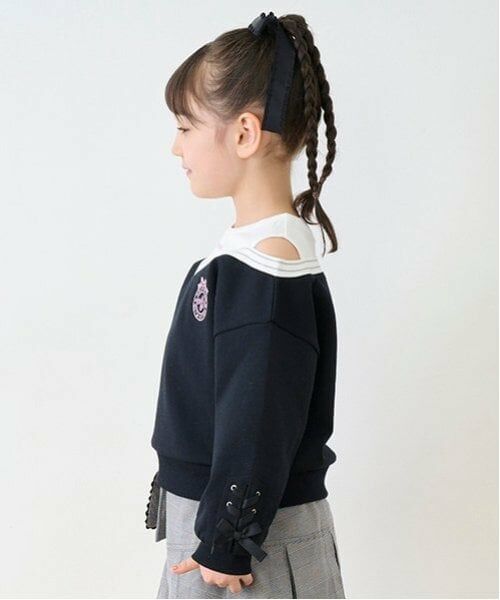 mezzo piano / メゾピアノ スウェット | レイヤード風　肩開きトレーナー | 詳細1