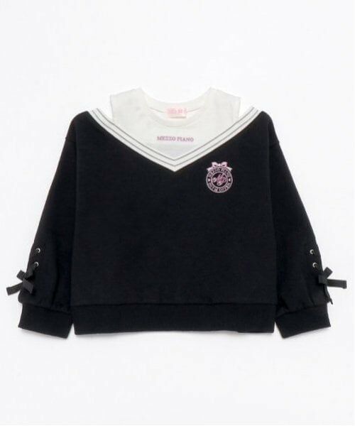 mezzo piano / メゾピアノ スウェット | レイヤード風　肩開きトレーナー | 詳細15