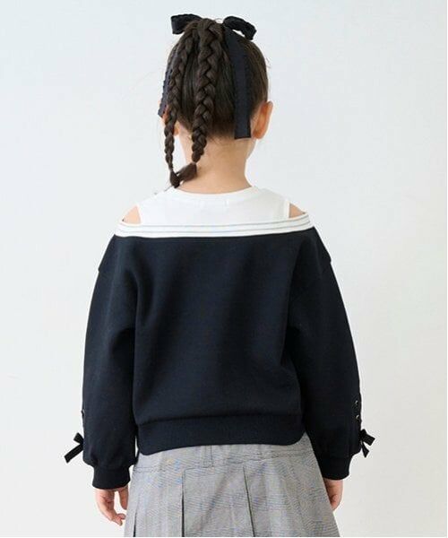 mezzo piano / メゾピアノ スウェット | レイヤード風　肩開きトレーナー | 詳細2