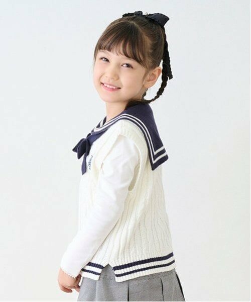 mezzo piano / メゾピアノ Tシャツ | セーラーニットベスト　＆長袖Tシャツ　セット | 詳細1