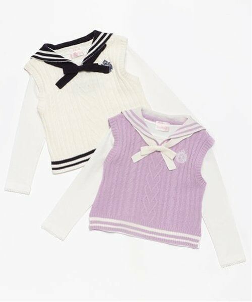 mezzo piano / メゾピアノ Tシャツ | セーラーニットベスト　＆長袖Tシャツ　セット | 詳細18