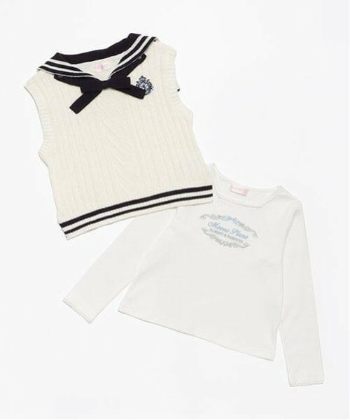 mezzo piano / メゾピアノ Tシャツ | セーラーニットベスト　＆長袖Tシャツ　セット | 詳細19