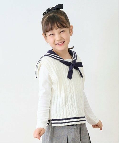 mezzo piano / メゾピアノ Tシャツ | セーラーニットベスト　＆長袖Tシャツ　セット | 詳細3