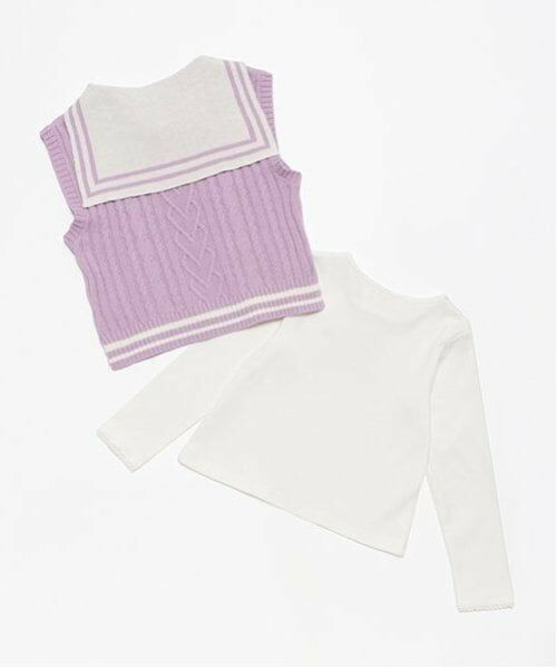 mezzo piano / メゾピアノ Tシャツ | セーラーニットベスト　＆長袖Tシャツ　セット | 詳細5