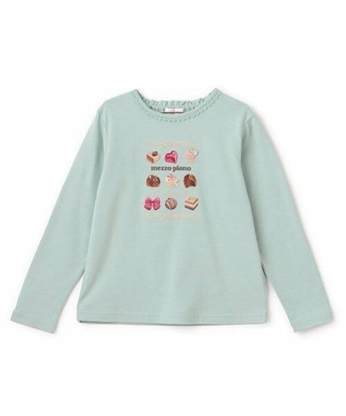 mezzo piano / メゾピアノ Tシャツ | アソートチョコBOX　長袖Tシャツ（ミント）