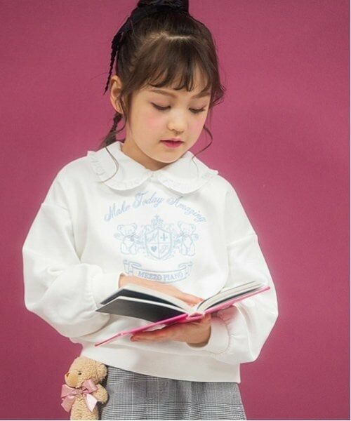 mezzo piano / メゾピアノ スウェット | カレッジ刺しゅう　衿つきトレーナー | 詳細1