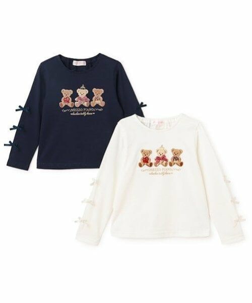 mezzo piano / メゾピアノ Tシャツ | くま　リボン長袖Tシャツ | 詳細12