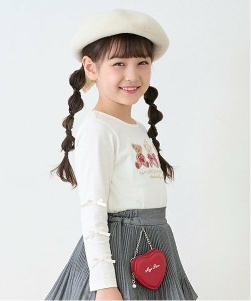 mezzo piano / メゾピアノ Tシャツ | くま　リボン長袖Tシャツ | 詳細2