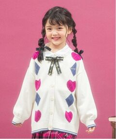 mezzo piano / メゾピアノ カーディガン・ボレロ | アーガイルニット　ロングカーディガン