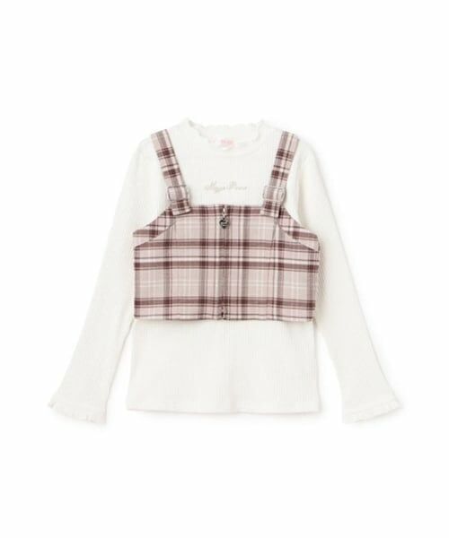 mezzo piano / メゾピアノ その他トップス | フロントZIPビスチェ　＆テレコ長袖Tシャツ　セット（ベージュ）