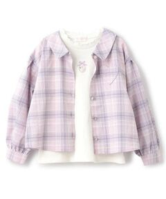 mezzo piano / メゾピアノ シャツ・ブラウス | フリルシャツ　＆プチハイ半袖Tシャツ　セット