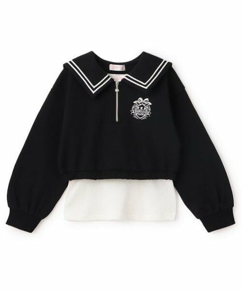 mezzo piano / メゾピアノ スウェット | ハーフZIPセーラープルオーバー　＆タンクトップセット（黒）