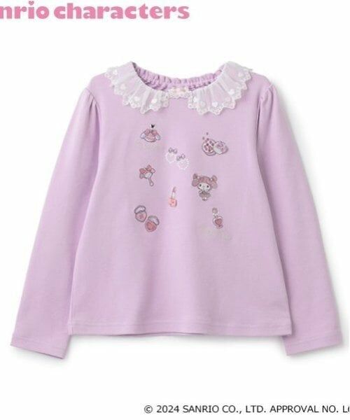 mezzo piano / メゾピアノ Tシャツ | 【おめかしマイメロディ】衿レース　長袖Tシャツ（ラベンダー）