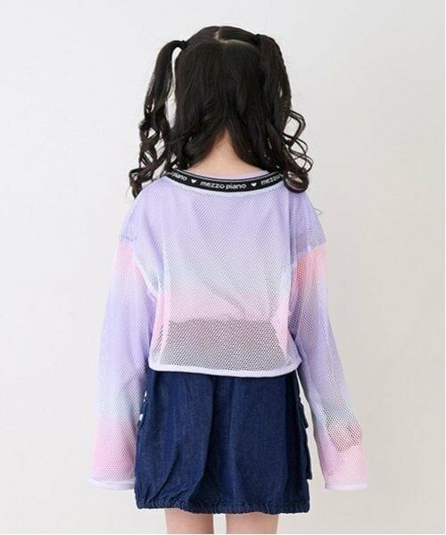 mezzo piano / メゾピアノ Tシャツ | グラデーションメッシュ&肩開き長袖Tシャツセット | 詳細1