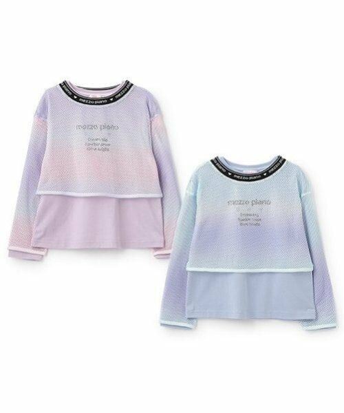 mezzo piano / メゾピアノ Tシャツ | グラデーションメッシュ&肩開き長袖Tシャツセット | 詳細15