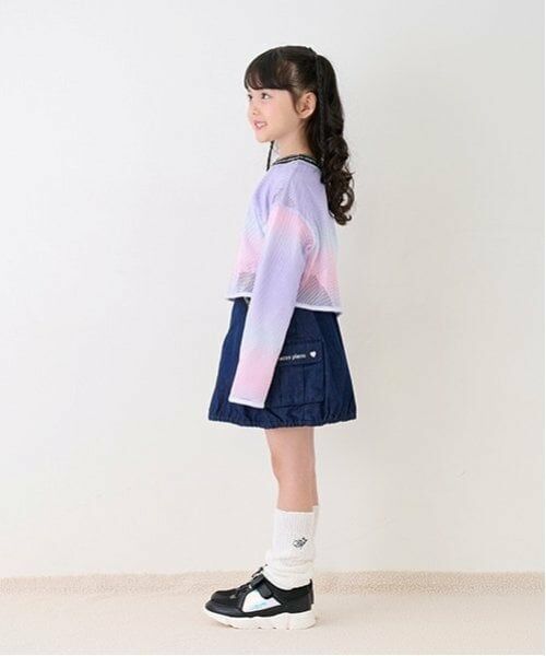 mezzo piano / メゾピアノ Tシャツ | グラデーションメッシュ&肩開き長袖Tシャツセット | 詳細2