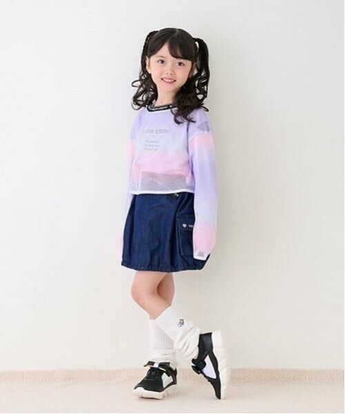 mezzo piano / メゾピアノ Tシャツ | グラデーションメッシュ&肩開き長袖Tシャツセット | 詳細5