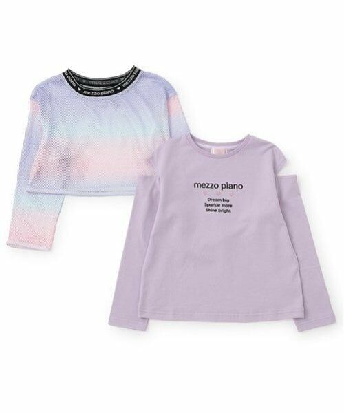 mezzo piano / メゾピアノ Tシャツ | グラデーションメッシュ&肩開き長袖Tシャツセット | 詳細7