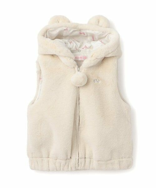 mezzo piano / メゾピアノ ダウンジャケット・ベスト | くま耳　フェイクファー　ベスト（アイボリー）