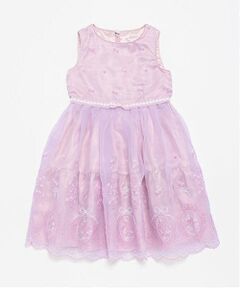 mezzo piano / メゾピアノ ミニ丈・ひざ丈ワンピース | バラ刺しゅうオーガンジー　ワンピース