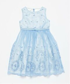 mezzo piano / メゾピアノ ミニ丈・ひざ丈ワンピース | バラ刺しゅうオーガンジー　ワンピース