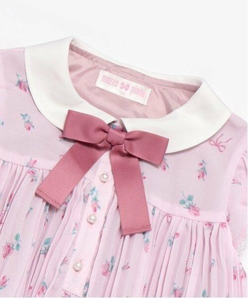 mezzo piano / メゾピアノ ミニ丈・ひざ丈ワンピース | ローズつぼみ柄　衿付プリーツワンピース | 詳細2