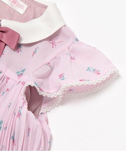 mezzo piano / メゾピアノ ミニ丈・ひざ丈ワンピース | ローズつぼみ柄　衿付プリーツワンピース | 詳細4