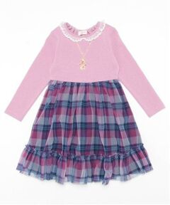 mezzo piano / メゾピアノ ミニ丈・ひざ丈ワンピース | チェックチュール　ドッキングワンピース