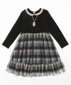 mezzo piano / メゾピアノ ミニ丈・ひざ丈ワンピース | チェックチュール　ドッキングワンピース