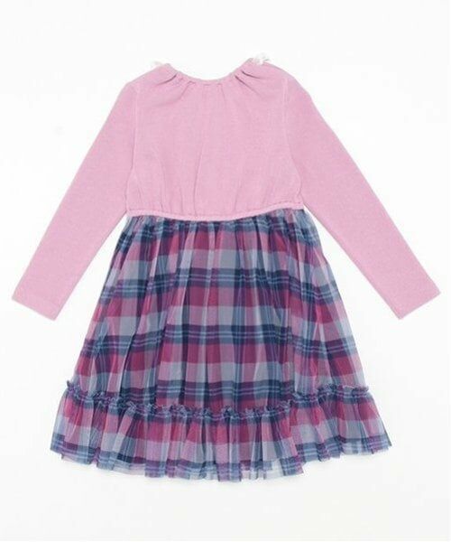 mezzo piano / メゾピアノ ミニ丈・ひざ丈ワンピース | チェックチュール　ドッキングワンピース | 詳細1