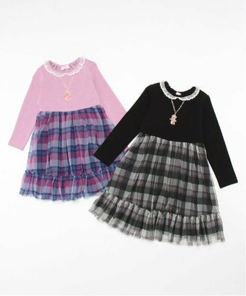 mezzo piano / メゾピアノ ミニ丈・ひざ丈ワンピース | チェックチュール　ドッキングワンピース | 詳細9