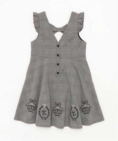 mezzo piano / メゾピアノ ミニ丈・ひざ丈ワンピース | 王冠刺繍　ジャンパースカート（黒）