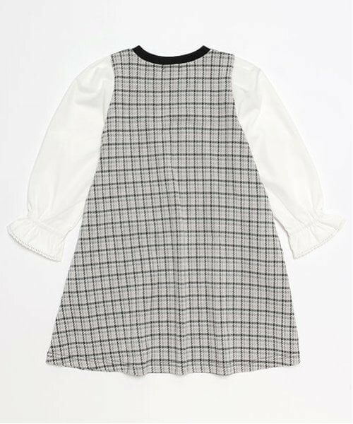 mezzo piano / メゾピアノ ミニ丈・ひざ丈ワンピース | くまポシェット　カットジャガードチェックワンピース | 詳細1