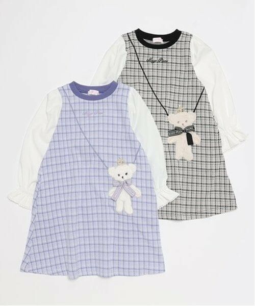 mezzo piano / メゾピアノ ミニ丈・ひざ丈ワンピース | くまポシェット　カットジャガードチェックワンピース | 詳細11