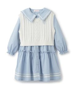 mezzo piano / メゾピアノ ミニ丈・ひざ丈ワンピース | セーラーワンピース　＆ニットベスト　セット