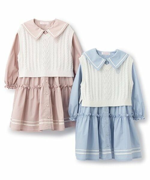 mezzo piano / メゾピアノ ミニ丈・ひざ丈ワンピース | セーラーワンピース　＆ニットベスト　セット | 詳細15