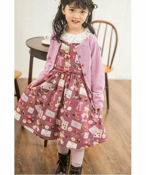 mezzo piano / メゾピアノ ミニ丈・ひざ丈ワンピース | ボンボンショコラ柄 ドッキングワンピース | 詳細1