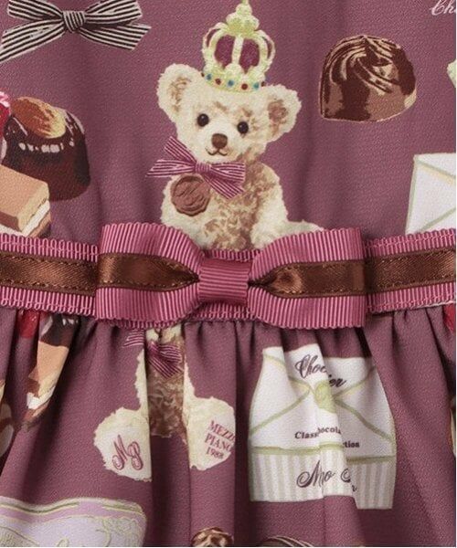 mezzo piano / メゾピアノ ミニ丈・ひざ丈ワンピース | ボンボンショコラ柄 ドッキングワンピース | 詳細11