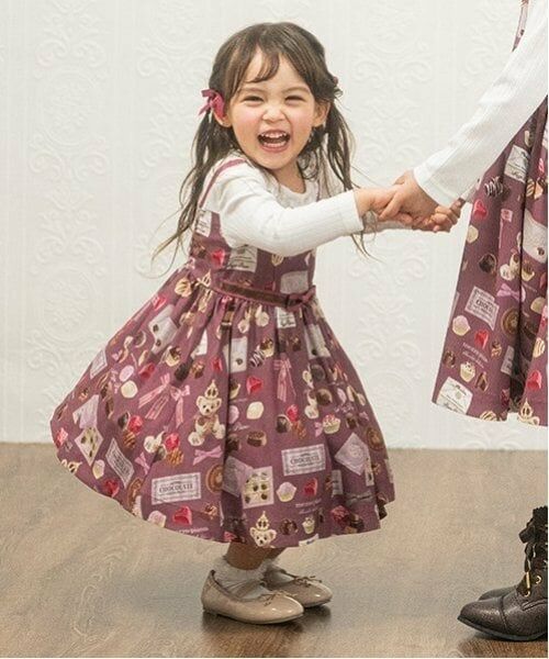 mezzo piano / メゾピアノ ミニ丈・ひざ丈ワンピース | ボンボンショコラ柄 ドッキングワンピース | 詳細3