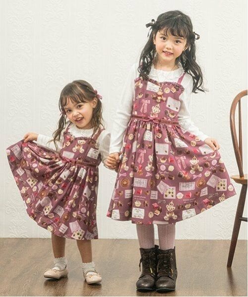 mezzo piano / メゾピアノ ミニ丈・ひざ丈ワンピース | ボンボンショコラ柄 ドッキングワンピース | 詳細4