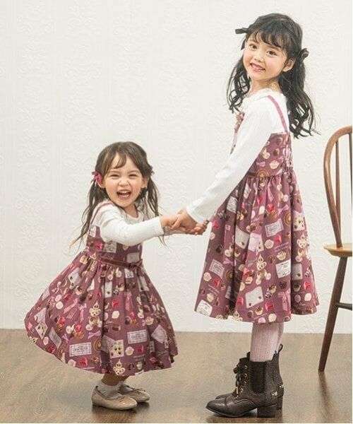 mezzo piano / メゾピアノ ミニ丈・ひざ丈ワンピース | ボンボンショコラ柄 ドッキングワンピース | 詳細5