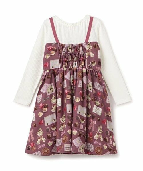 mezzo piano / メゾピアノ ミニ丈・ひざ丈ワンピース | ボンボンショコラ柄 ドッキングワンピース | 詳細8