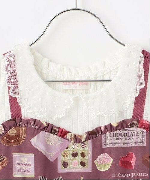 mezzo piano / メゾピアノ ミニ丈・ひざ丈ワンピース | ボンボンショコラ柄 ドッキングワンピース | 詳細9